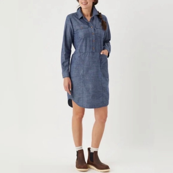 Duluth Trading Co Dresses & Skirts - Duluth Trading Co Women's rootstock chambray shirt denim Dress size XS